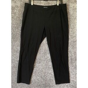 Eileen Fisher Ankle Pants Womens Large Black Elastic Pull On Minimalist Trousers